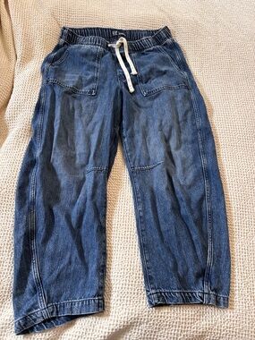 GAP women’s pull on drawstring barrel jeans